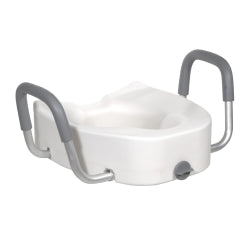 Drive Medical Premium Plastic Raised Toilet Seat with Lock and Padded Armrests, Elongated, 1 Each, 12013