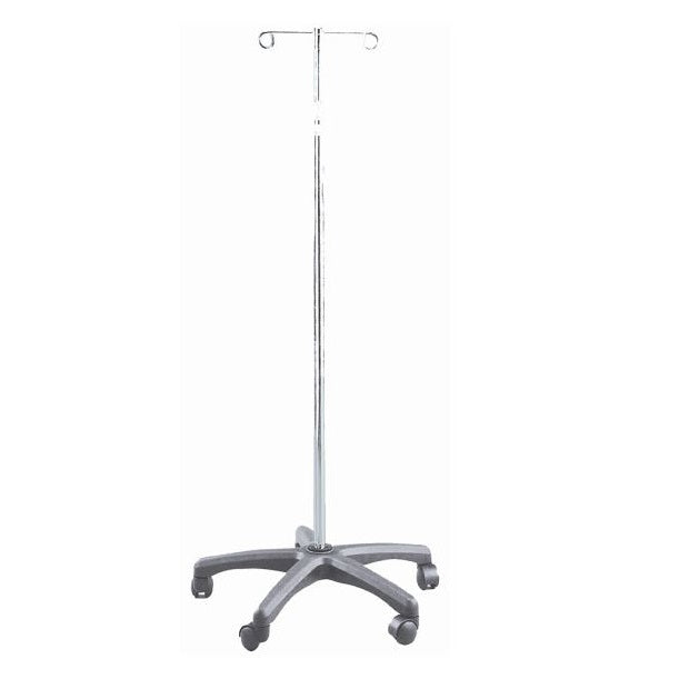 Drive Medical Deluxe IV Pole, 2 hooks, 22-inch diameter base, 13016-2