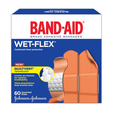 BAND-AID® Wet Flex, Assorted Sizes 60 each/box 13734