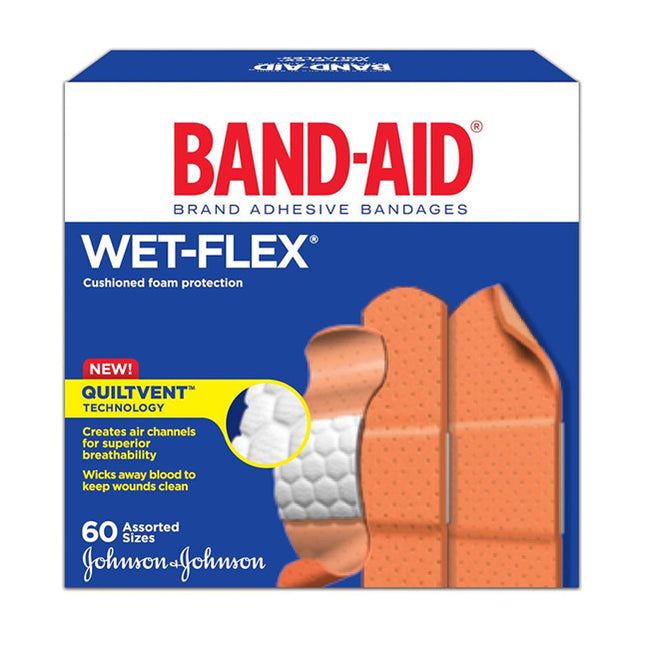 BAND-AID® Wet Flex, Assorted Sizes 60 each/box 13734