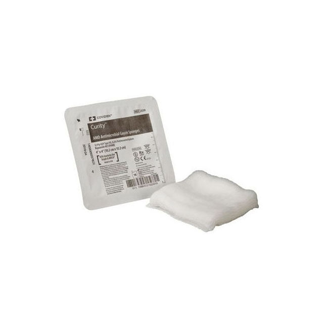 Cardinal Health Curity™ AMD Sponges Gauze Sponge Sterile , 12 Ply, Antimicrobial, 4" X 4", 10 each/tray, 2539