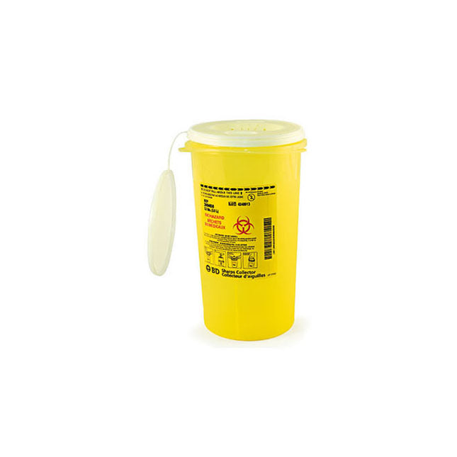 BD Sharps Collector, Nestable, Vertical Entry, 3L, Yellow Base, 300450