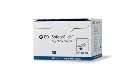 BD SafetyGlide™ Needle 23 G x 1/1/2 in. 50 each/box, 10 box/case BD 304387