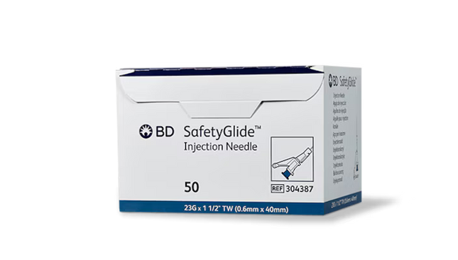 BD SafetyGlide™ Needle 23 G x 1/1/2 in. 50 each/box, 10 box/case BD 304387