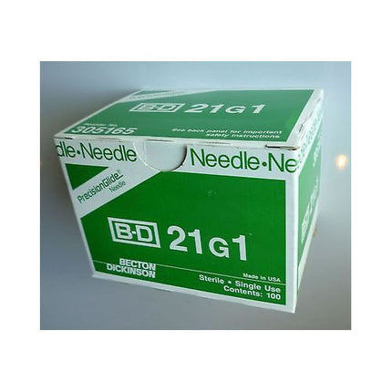 BD PrecisionGlide™ Hypodermic Needle, 21GA, 1", 100/box 10 Box/case 305165