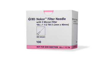 compare product BD Nokor™ 5 Micron Filter Needle 18 G x 1 1/2 in. sterile, single use, 18 G 100 each/box, 10 box/case BD 305201