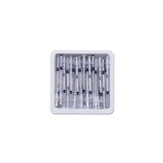 BD Allergist Tray, with L3/8" OD 27GA PrecisionGlide™ Permanently Attached Needle, 1/2mL, 40 tray/case, 305536