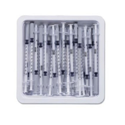 BD 1 mL allergist tray with 27-G x 1/2-in permanently attached needle (regular bevel), 25 each/pack, 305950