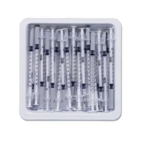 BD 0.5 mL Allergy Syringe with permanently attached needle Intradermal Bevel 27G x 3/8 in.,25 each/pack, 305541