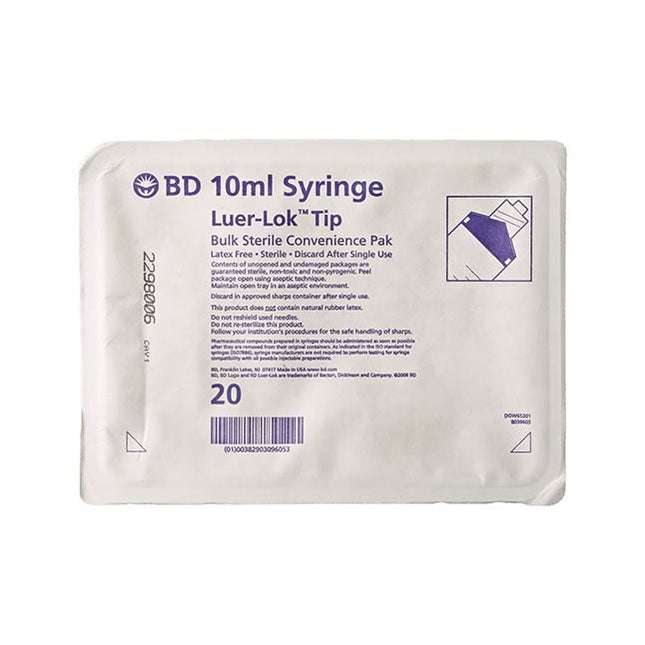 20 mL BD Luer-Lok™ Syringe bulk sterile Pharmacy Convenience Tray 10/bx 12 bx/ case 305617