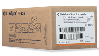 compare product 25G BD Eclipse™ Needle 5/8 in. Luer Lock hub 100 each/pack, 12 pack/case BD 305759
