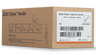 compare product 25G BD Eclipse™ 1 1/2 in. single use sterile 100 each/pack, 12 pack/case BD 305767
