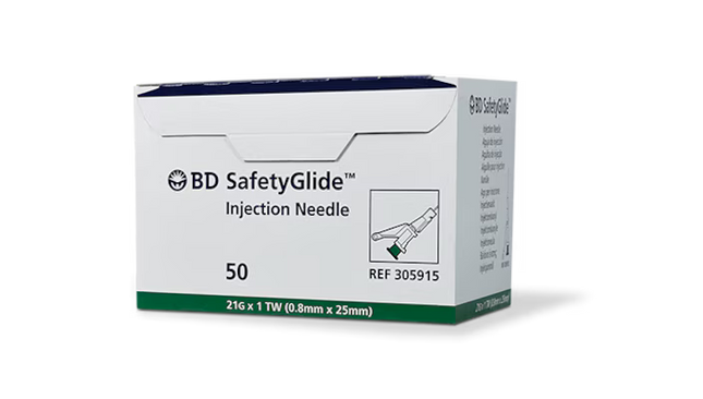 21G x 1 in. BD SafetyGlide™ Needle only 50 each/box, 10 box/case BD 305915