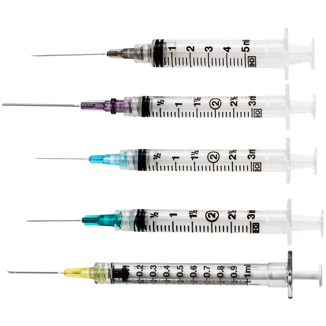 BD Syringe & Needle Hypo 3cc 25x1.5in L/L 100/box 8 box/case 309582