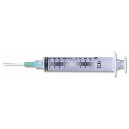 BD Luer-Lok™ Syringe with Attached Needle, 10mL, 20GA x 1-1/2", 100/box 309645
