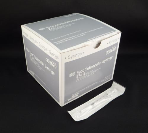 BD Syringe & Needle Tb 0.5cc 27x0.5in RB 100/box 5 Box/case 305620