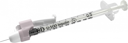 BD Syringe & Needle Insulin 0.5cc 29 X 0.5in Safetyglide P63 100/box 4 Box/case 305932