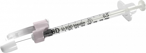 BD SYRINGE & NEEDLE INSULIN 0.5cc x 30 x 8mm TW SAFETY GLIDE 100/box  4 box/case 305934