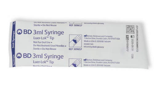 BD General Use Syringe, No Needle, Luer-Lok™ Tip 3 mL 200 / bx 4 bx/ case 309657