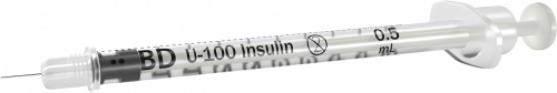 BD Syringe & Needle Insulin 0.5cc 28x0.5in Micro-fine P70 100/box 5 Box/case 329461