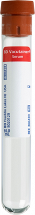 BD Vacutainer® Serum Tube, L100mm, OD 16mm, 10mL Clot Activator Additive, 100 each/box, 10 box/case, 367820