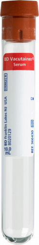 BD Tube Vacutainer 16 X 100mm 10ml Red .4% Sil 100/Box 10Box/Case 366430