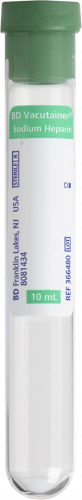 BD Tube Vacutainer 16 X 100mm 10ml Grn 100/Box 10Box/Case 366480