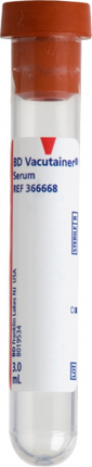 BD Tube Vacutainer Plain Plstc 13x75mm 3.0ml Draw Plbl Red Stop 100/Box 10Box/Case 366668