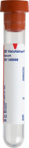BD Tube Vacutainer Plain Plstc 13x75mm 3.0ml Draw Plbl Red Stop 100/Box 10Box/Case 366668