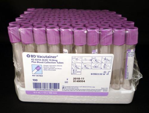 BD  Tube Vacutainer Hemo+13 X 100mm 6ml Lav 100/Box 10Box/Case 367863