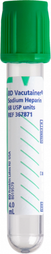 BD Tube Vacutainer Hemo+13 X 75mm 4ml Grn Plbl 100/Box 10Box/Case 367871