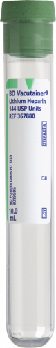 BD Tube Vacutainer 16 X 100mm 10ml W/lit Hep Grn Ca/1000 367880