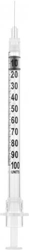 Sol-M Syringe & Needle Insulin W/fixed Needle 1cc 28g X 0.5in 100/box 10 Box/case