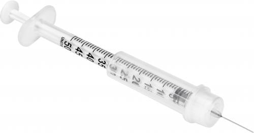 Sol-M Syringe & Needle Safety W/fixed Needle 0.5cc 29g X 0.5in 100/box 8 box/case 200002SG