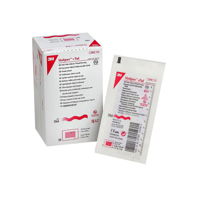 3M™ Medipore™ Soft Cloth Surgical Tape, 2-3/8" x 4" 1" x 2-3/8" Sterile, Latex-Free, White 3564-E