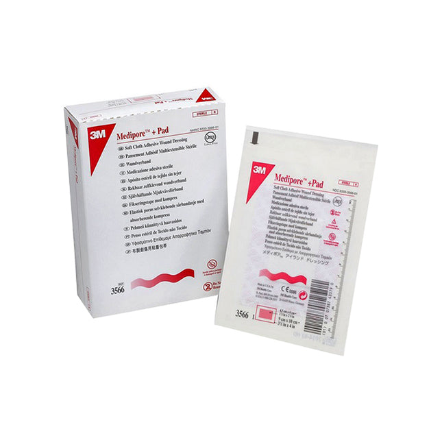 3M™ Medipore™ Soft Cloth Surgical Tape, 3-1/2" x 4" 1-3/4" x 2-3/8" Sterile, Latex-Free, White 3566-E