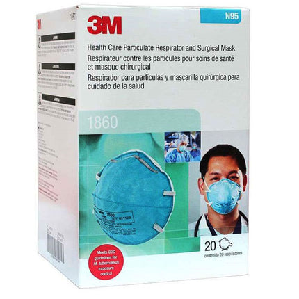 3M Health Care ( Solventum) Particulate Respirator and Surgical Mask, N95, Cone-Moulded, Regular Size, Teal, 20 ea/Box, 3M1860 / 1860