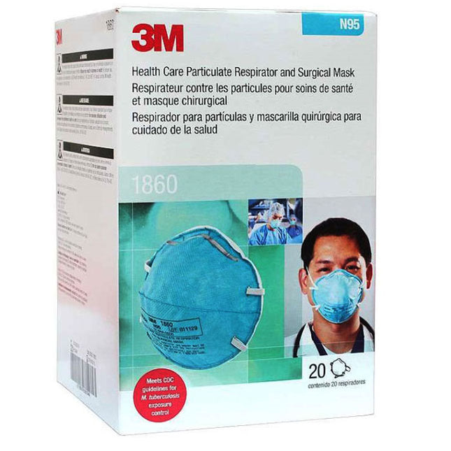 3M Health Care ( Solventum) Particulate Respirator and Surgical Mask, N95, Cone-Moulded, Regular Size, Teal, 20 ea/Box, 3M1860 / 1860