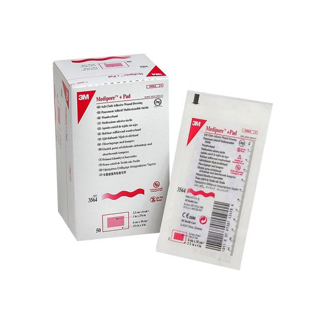 3M™ Medipore™ Soft Cloth Surgical Tape, 2 - 3/8" x 4" 1" x 2 - 3/8" Sterile, Latex - Free, White 3564 - E - A Medi Supplies
