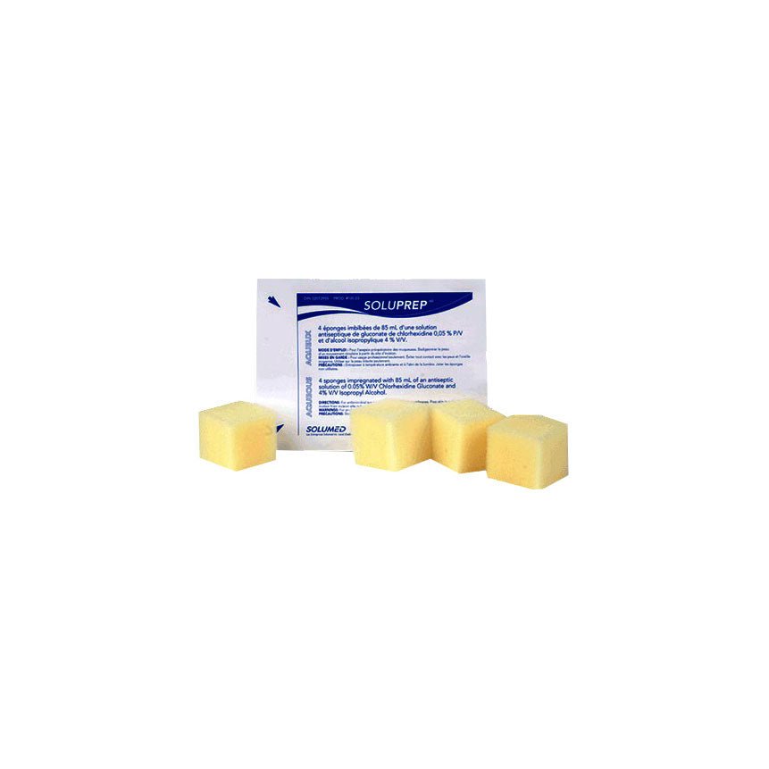 3M (Solventum) 3M™ SoluPrep™ Sponge (2% w/v chlorhexidine gluconate and 70% v/v isopropyl alcohol), Clear, 4 each/pack, S10026 - A Medi Supplies