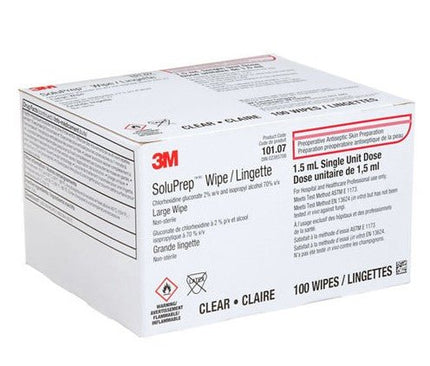 3M (Solventum) 3M™ SoluPrep™ Wipes (2% w/v CHG / 70% v/v IPA) Large, 100 each/box, S10107 / 101.07 - A Medi Supplies