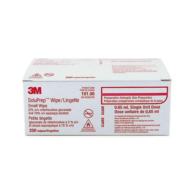 3M (Solventum) 3M™ SoluPrep™ Wipes (2% w/v CHG / 70% v/v IPA) Medium, 200 each/box, S10106/101.06 - A Medi Supplies
