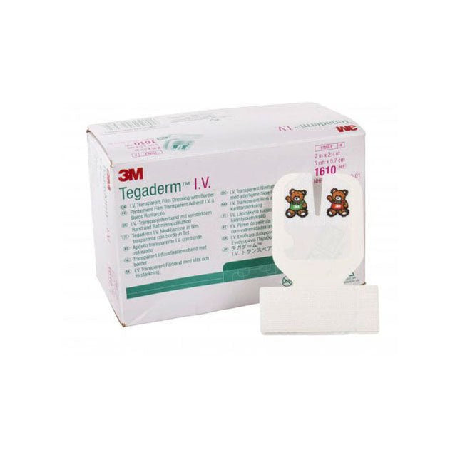 3M (Solventum) Tegaderm™ I.V. Transparent Film Dressing, Pediatric, 2" x 2.5", 100 each/box, 1610 - A Medi Supplies