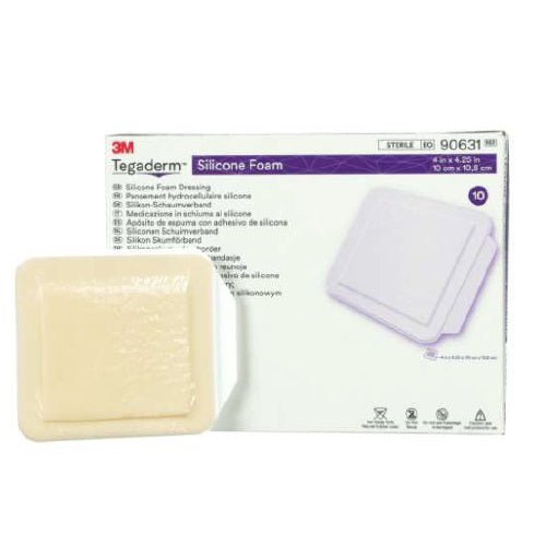 3M (Solventum) Tegaderm Silicone Foam Dressing, Square, 10cm X 11cm 10 each/box, 90631 - A Medi Supplies