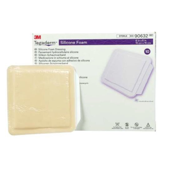3M (Solventum) Tegaderm Silicone Foam Dressing, Square, 15cm X 15cm 10 each/box, 90642 - A Medi Supplies