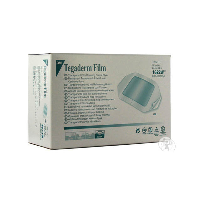 3M (Solventum) Tegaderm Transparent Film Dressing With Border, 4.4cm X 4.4cm 100 Each/box,  1622W