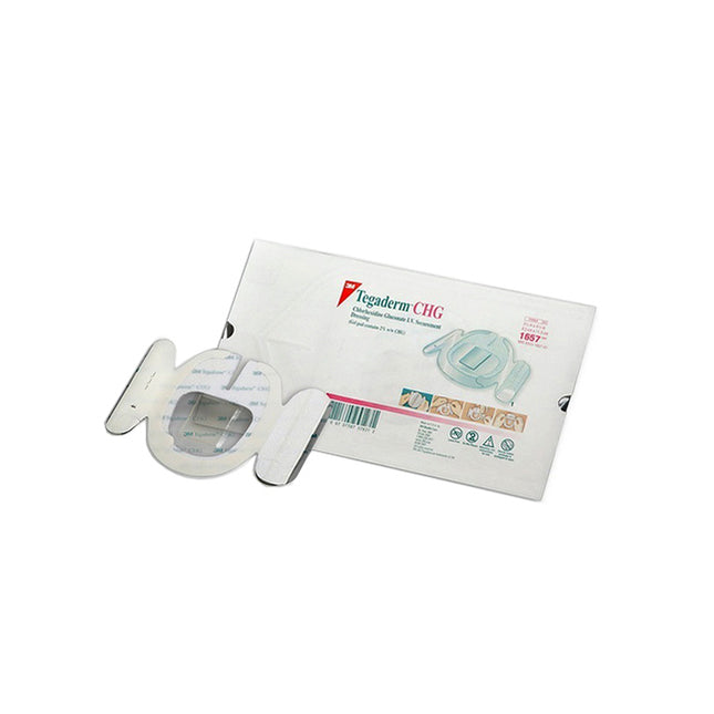 3M Health Care (now Solventum)  Tegaderm CHG Chlorhexidine Gluconate IV Securement Dressing, Sterile 	 25 each/box, 4 box/case 	 1657R