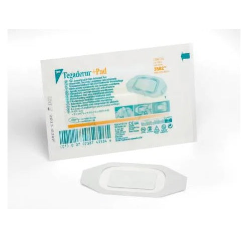 3M (Solventum) Tegaderm + Pad Film Dressing with Non-Adherent Pad , 5cm x 7cm  50 each/box, 4 box/case  3582