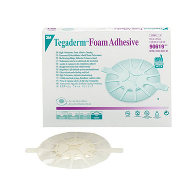 3M (Solventum) 3m Tegaderm High Performance Foam Adhesive Dressing, Heel Design, 5-1/2" X 5-1/2" 5 each/box, 90619
