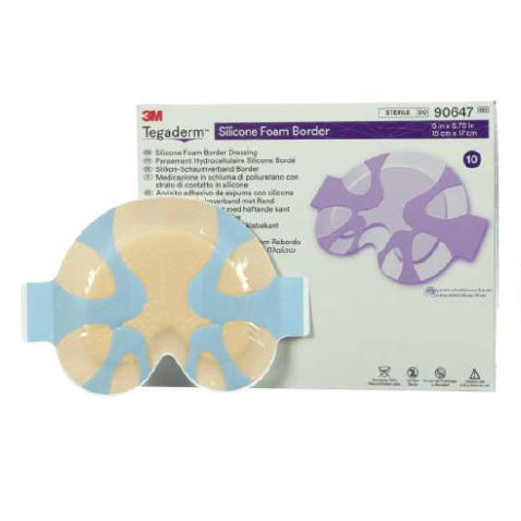 3M (Solventum) Tegaderm Silicone Foam Border Dressing, Square, 5cm X 5cm 10 each/box, 90647